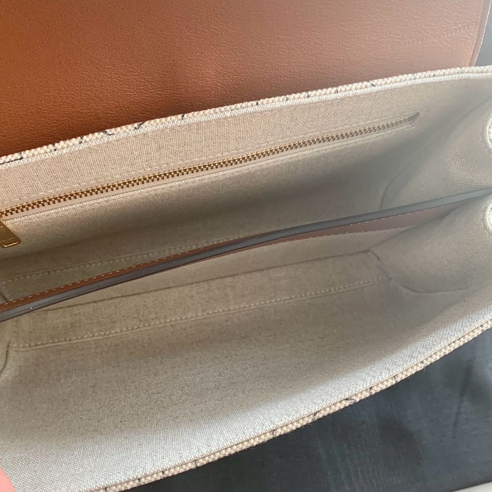 🌟 CELINE Teen Soft 16 Crossbody Bag in Textile Logo and Natural Tan Leather - Picture 11 of 16